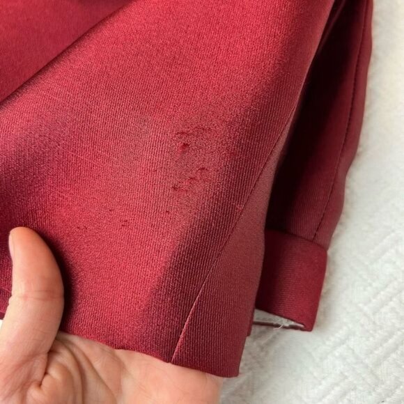 Vintage Celine Women’s 40 US 12 Red Silk Pleated Dress Pants Cropped Pockets - Picture 13 of 13